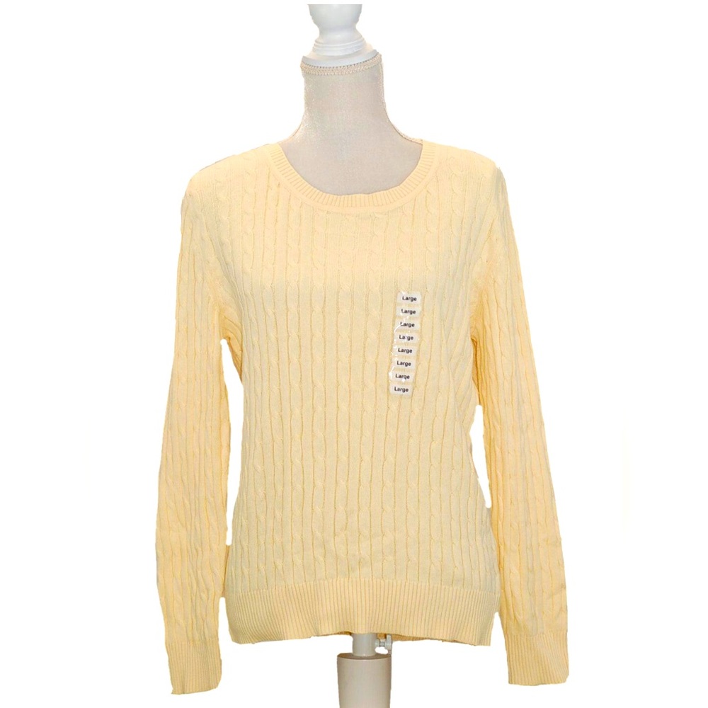 Karen Scott Cable Knit Crew Neck Sweater